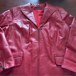 Pamela McCoy Red Leather Blazer Jacket